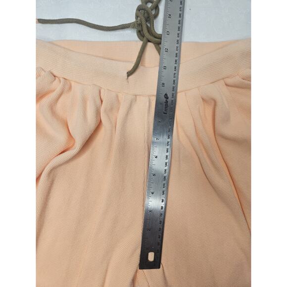 Pol Floral Embroidered Pattern Solid Waffle Knit Pants Size Small Peach YKP108 - Picture 7 of 8